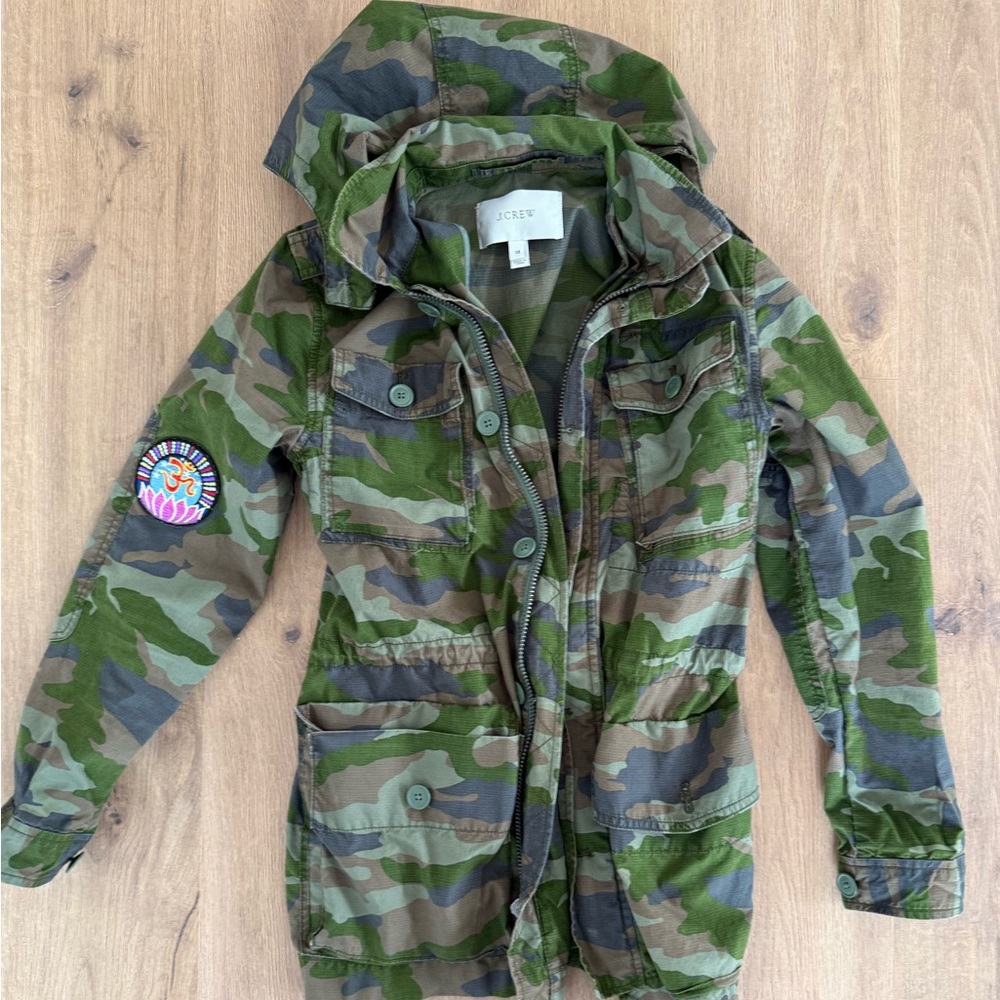 Vintage J Crew Camo Hooded Utility Jacket